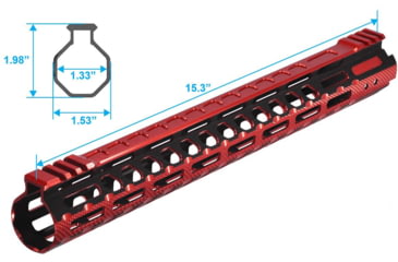 Image of UTG Pro M-LOK AR15 15in Ultra Slim Rail, Black / Red 2-Tone, MTU019SSM3R2