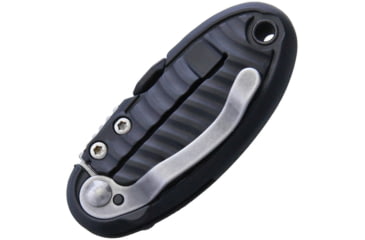 Image of V NIVES Hermit Crab Linerlock Folding Knife, 2in Closed, 1.5in Stonewash 8Cr13Mov SS Blade, Black Grooved Frn Handle, Thumb Disk, Pocket Clip, V17FRNPBK