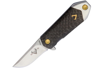 Image of V NIVES KillaBite Framelock CF S35 Folding Knife, 1.5 satin finish S35VN stainless blade, Carbon fiber handle with blue titanium back handle, V22CPBL