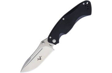 Image of V NIVES Olympian Linerlock Folding Knife, 5in Closed, 3.75in Satin 154Cm SS Blade, Black Textured G10 Handle, Thumb Stud, Pocket Clip, Black Synthetic Storage Case, V11GPBK