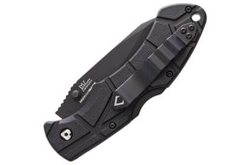 Image of V NIVES Rocky II Lockback Folding Knife, 4.63in Closed, 3.25in Black Partially Serrated D2 Tool Steel Drop Point, Black Sculpted Frn Handle, Thumb Stud, Pocket Clip, Storage Case., V09FRNPSBBK
