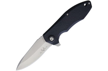 Image of V NIVES Scuff Linerlock Folding Knife, 4.13in Closed, 3in Stonewash 5Cr13Mov SS Blade, Black Textured Nylon Handle, Pocket Clip, VNI13FRNPSWBK