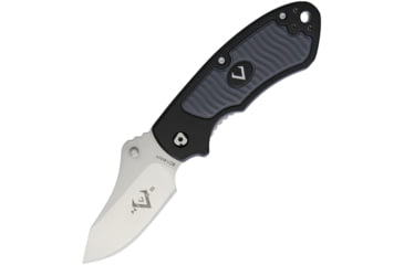 Image of V NIVES Stout Linerlock Folding Knife, 3.63in Closed, 2.25in Satin 8Cr13Mov SS Drop Point, Black Aluminum Handle With Gray Rubber Insert, Thumb Stud, Pocket Clip, Storage Case., V07ALPBK