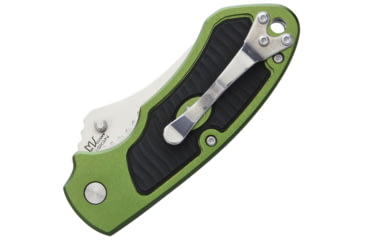 Image of V NIVES Stout Linerlock Folding Knife, 3.63in Closed, 2.25in Satin 8Cr13Mov SS Drop Point, Green Aluminum Handle With Black Rubber Insert, Thumb Stud, Pocket Clip, Storage Case., V07ALPGR