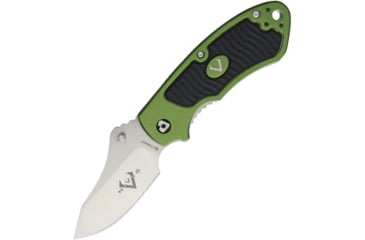 Image of V NIVES Stout Linerlock Folding Knife, 3.63in Closed, 2.25in Satin 8Cr13Mov SS Drop Point, Green Aluminum Handle With Black Rubber Insert, Thumb Stud, Pocket Clip, Storage Case., V07ALPGR
