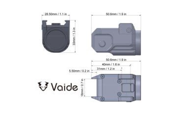 Image of Vaide Scrapper Subcompact LED Pistol Flashlight, White, 500 Lumens, Black, VAPL-01