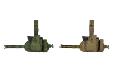 Image of VISM 2956 MOLLE Drop Leg Holster w/Mag. Pouch, Green, Tan