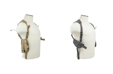 Image of VISM Ambidextrous Shoulder Holster w/ Magazine Holder, Black, Green