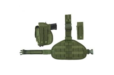 Image of VISM 2956 Drop Leg MOLLE Panel/Holster/Pistol Magazine Pouch, Green CVDLHOL2956G