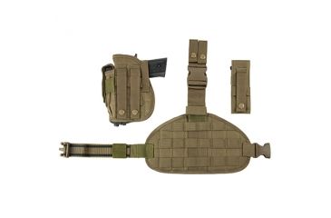Image of VISM 2956 Drop Leg MOLLE Panel/Holster/Pistol Magazine Pouch, Tan CVDLHOL2956T