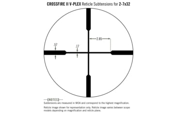 Image of Vortex Crossfire II 2-7x32mm Rifle Scope, 1in Tube, Second Focal Plane, Black, Anodized, Non-Illuminated V-Plex Reticle, MOA Adjustment, CF2-31001