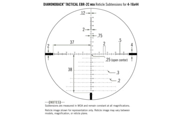 Image of Vortex Diamondback 4-16x44mm Rifle Scope, 30mm Tube, First Focal Plane, Black, Hard Anodized, Non-Illuminated EBR-2C MOA Reticle, MOA Adjustment, DBK-10026