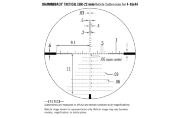 Image of Vortex Diamondback 4-16x44mm Rifle Scope, 30mm Tube, First Focal Plane, Black, Hard Anodized, Non-Illuminated EBR-2C MRAD Reticle, Mil Rad Adjustment, DBK-10027