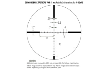 Image of Vortex Diamondback Tactical 4-12x40mm Rifle Scope, 1in Tube, Second Focal Plane, Black, Hard Anodized, Non-Illuminated VMR-1 MOA Reticle, MOA Adjustment, DBK-10025