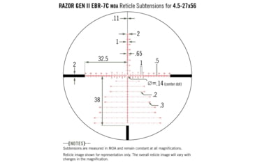 Image of Vortex Razor HD Gen II 4.5-27x56mm Rifle Scope, 34mm Tube, First Focal Plane, Stealth Shadow, Hard Anodized, Red EBR-7C MOA Reticle, MOA Adjustment, Multi, RZR-42707