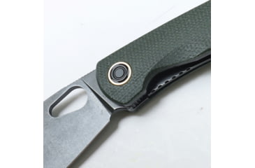 Image of Vosteed Nightshade TH Folding Knife, 4.25in Closed, 3.25in Black Stonewash Nitro V Steel Blade, Green Canvas Micarta Handle, Thumb Hole, NSTH32NPMN