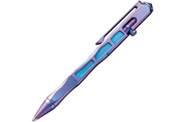 Image of We Knife Co Ltd Tiium Pen, 5in Overall, Bolt Action, Black Ink, Glass Breaker, Pocket Clip, Black Hardside Storage Case, Titanium Construction, Purple, Purple, TP-03A