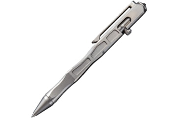 Image of We Knife Co Ltd Tiium Pen, 5in Overall, Satin, Bolt Action, Black Ink, Glass Breaker, Pocket Clip, Black Hardside Storage Case, Titanium Construction, TP-03B