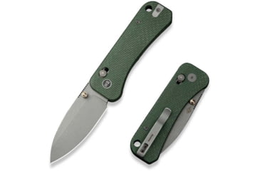 Image of We Knife Co Ltd Weknife Banter 2 Thumb Stud &amp; Crossbar Lock Knife Green Canvas Micarta Handle - WE23075-3