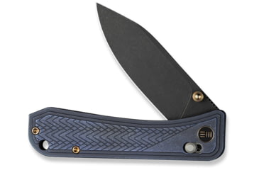 Image of We Knife Co Ltd Weknife Bougie Banter Thumb Stud &amp; Crossbar Lock Knife Upscale Art Deco Styling On Blue Titanium Handle 2.91inch Black Stonewashed Cpm S45vn Blade We24009-1 - WE24009-1