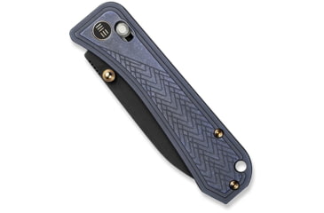Image of We Knife Co Ltd Weknife Bougie Banter Thumb Stud &amp; Crossbar Lock Knife Upscale Art Deco Styling On Blue Titanium Handle 2.91inch Black Stonewashed Cpm S45vn Blade We24009-1 - WE24009-1