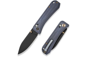 Image of We Knife Co Ltd Weknife Bougie Banter Thumb Stud &amp; Crossbar Lock Knife Upscale Art Deco Styling On Blue Titanium Handle 2.91inch Black Stonewashed Cpm S45vn Blade We24009-1 - WE24009-1