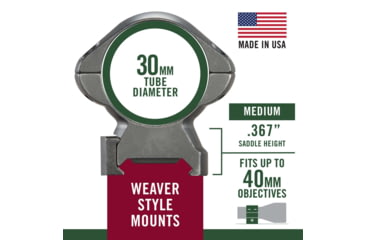 Image of Weaver Cross Lock Rifle Scope Rings, 1in, Medium, Matte 49303