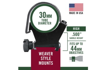 Image of Weaver Detachable Top Mount Rifle Scope Rings, Matte Black, 30mm, Low, 49121