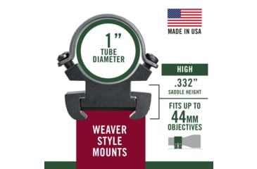 Image of Weaver Sure Grip Windage Adjustable Rings - 1in, Extra High, Matte Black 49145