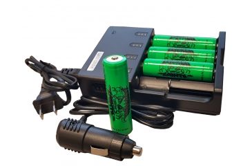 Image of Wicked Hunting Lights 4-Position 18650 Charger Kit w/ 4-Pack 18650 Li-Ion Batteries, Black, W2046
