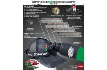 Image of Wicked Hunting Lights ScanPro iC GEN4 LED Green Night Hunting Headlamp, Black, W2101