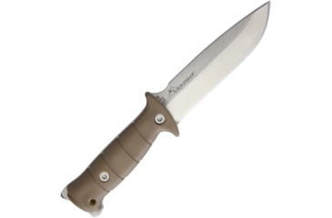 Image of Wildsteer Tarasco Knife, 10in Overall, 5in X46Cr13 SS Blade, Coyote Tan Kraton Handle, Tumbled And Satin Blade, Tan Nylon Sheath, TAR0115