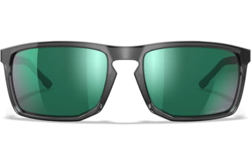 Image of Wiley X Active 6 Axe Captivate Pol Sunglasses, Gloss Crystal Grey, Green Mirror Lens, AC6AXE07