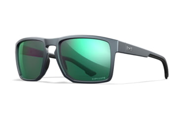 Image of Wiley X WX Founder Active 6 Sunglasses, Captivate Polarized Green Mirror/Matte Graphite Fr, AC6FND07