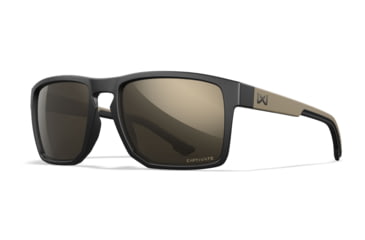 Image of Wiley X WX Founder Active 6 Sunglasses, Captivate Tungsten Mirror/Matte Black And Tan Fram, AC6FND04