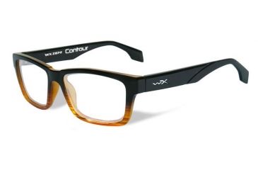 Image of Wiley X Contour Eyeglass Frame,Rectangle,Gloss Black/Brown Stripe WSCON05