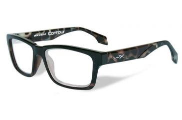Image of Wiley X Contour Single Vision Prescription Eyeglasses, Gloss Black Demi Frame, WSCON06SV