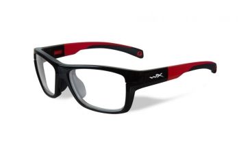 Image of Wiley X Crush Bifocal Prescription Sunglasses, Gloss Black / Red Frame, YFCRS01BI