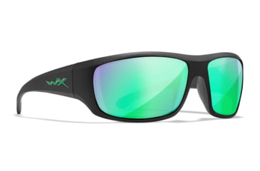 Image of Wiley X WX Omega Sunglasses, Matte Black Frame, Captivate Polarized Green Mirror Lens, ACOME22