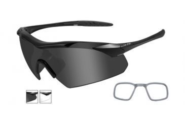 Image of Wiley X Vapor Safety Sunglasses, 2 Lens Package, 1 Matte Black Frame w/Smoke Grey, Clear Lens, w/ RX Insert, 3501RX
