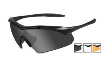 Image of Wiley X Vapor Safety Sunglasses, 3 Lens Package, 1 Matte Black Frame w/Smoke Grey, Clear, Light Rust Lens, 3502