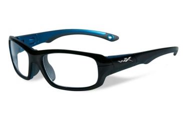Image of Wiley X Gamer Progressive Prescription Sunglasses, Gloss Black/Metallic Blue Frame, YFGAM02PR