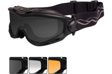 Image of Wiley X Spear Goggles - Smoke Gray, Clear, Light Rust Lenses w/Matte Blk Frame SP293B