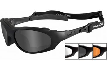 Image of Wiley X Xl-1 Sunglasses - Smoke Gray, Clear, Light Rust Lenses w/ Matte Blk Frame 292