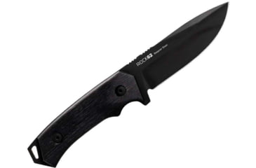 Image of WOOX Rock 62 Fixed Blade Knife, 4.25 in, Drop Point, Mil-Spec Black, Sleipner Steel Blade, Plain American Walnut Handle, Phantom Black, BU.KNF001.09