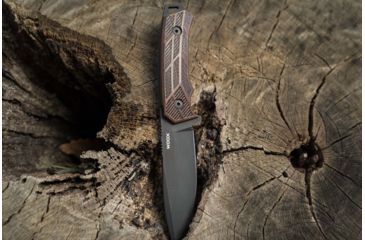 Image of WOOX Rock 62 Fixed Blade Knife, 4.25 in, Drop Point, Mil-Spec Grey, Sleipner Steel Blade, Engraved American Walnut Handle, BU.KNF001.02