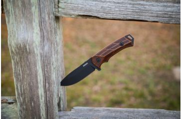 Image of WOOX Rock 62 Fixed Blade Knife, 4.25 in, Drop Point, Mil-Spec Grey, Sleipner Steel Blade, Engraved American Walnut Handle, BU.KNF001.02
