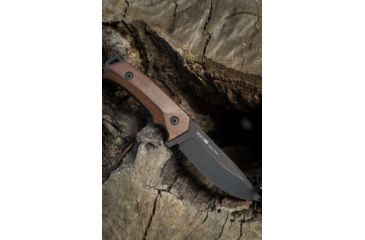 Image of WOOX Rock 62 Fixed Blade Knife, 4.25 in, Drop Point, Mil-Spec Black, Sleipner Steel Blade, Plain American Walnut Handle, BU.KNF001.01