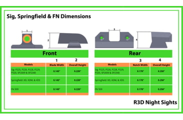 Image of XS Sight Systems R3D Night Sights for Springfield HellCat OSP, Green, SP-R013P-6G