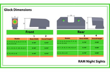 Image of XS Sight Systems R3D Night Sights, Tritium, Green, Glock 20/ 21/ 29/ 30/ 30S/ 37/ 41, Black, GL-R013P-6G